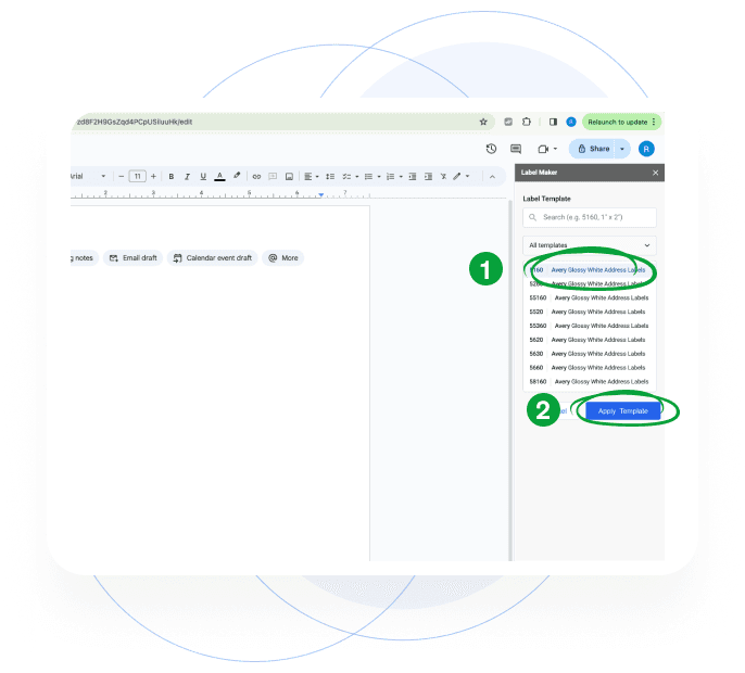 Select a label template