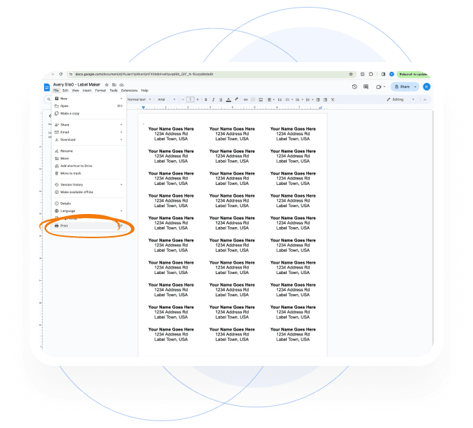 Seamlessly preview and print your labels